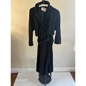 London Fog Black Long Trench Coat Women’s Full Length Classic